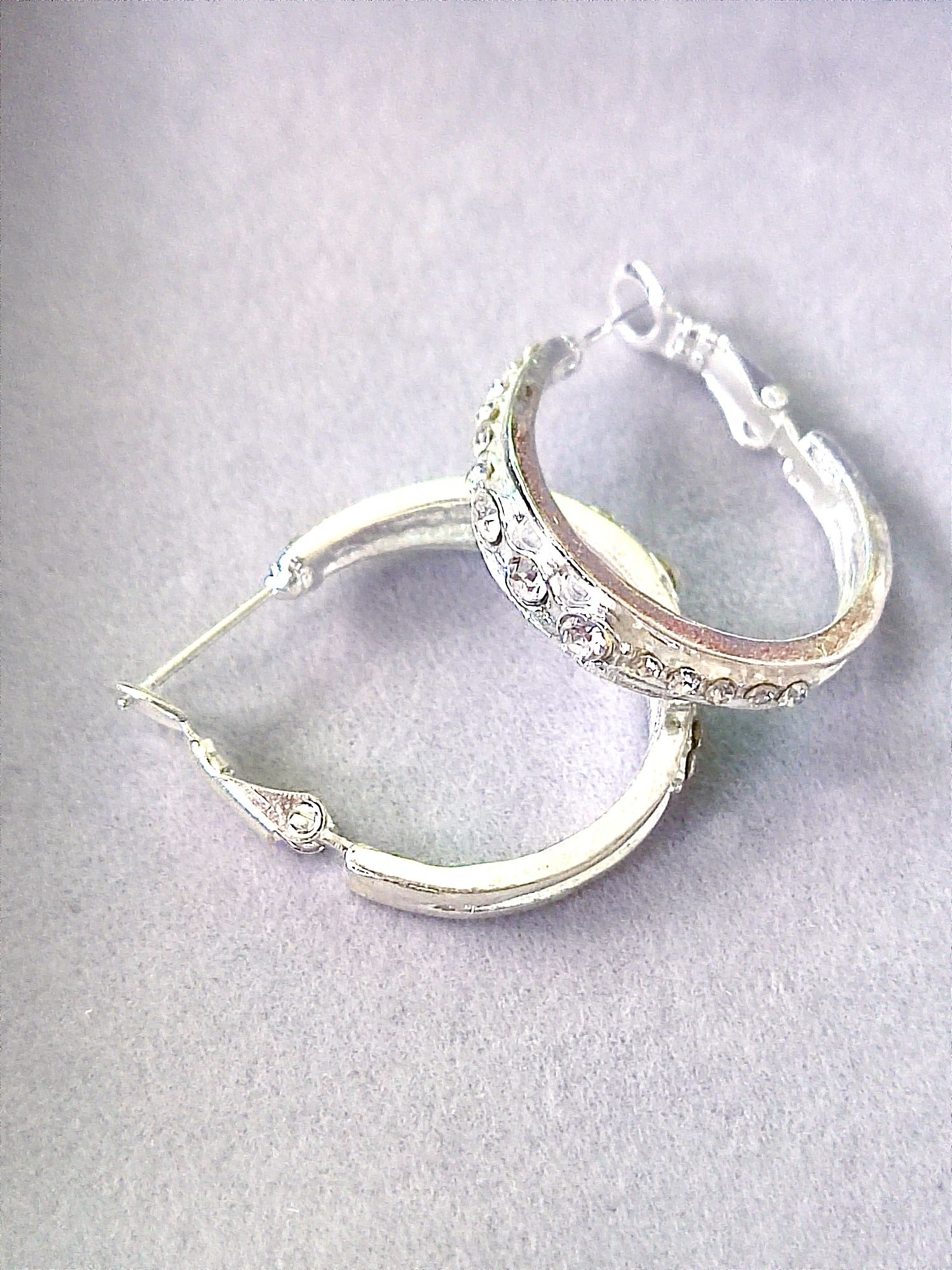 Nowe srebrne kolczyki damskie diamenciki kryształy cyrkonie biżuteria