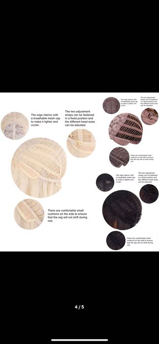 Nowa peruka damska blond balejaż z grzywką krótka bob naturalna fale