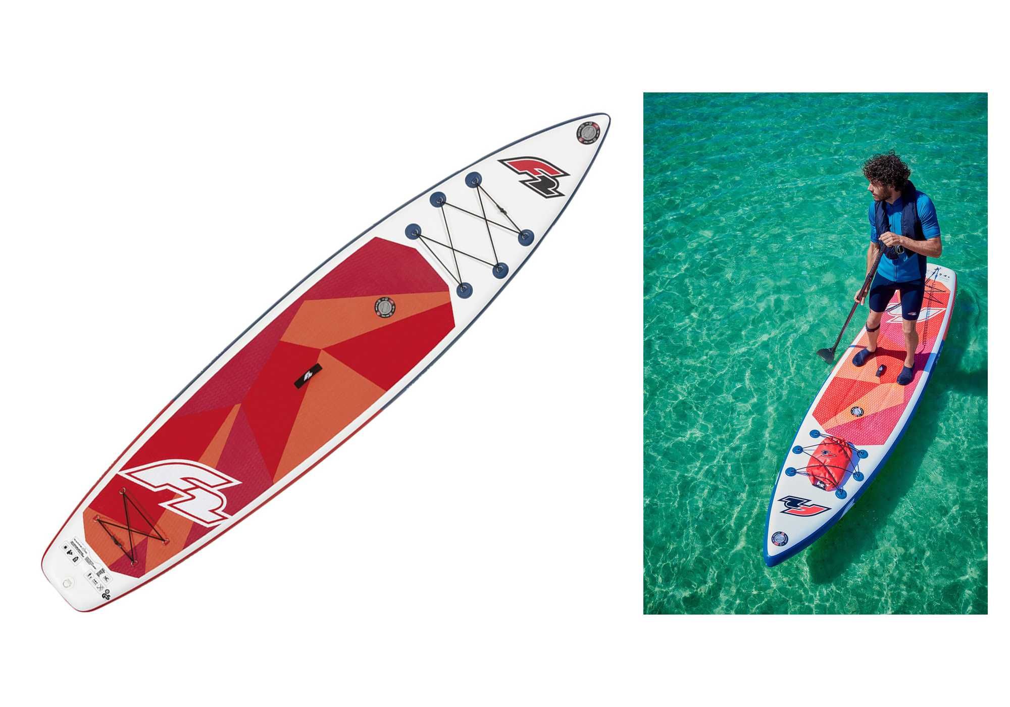 F2 touring deska SUP 11'6 pływania 2komor 351cm 150kg kpl. plecak NOWA