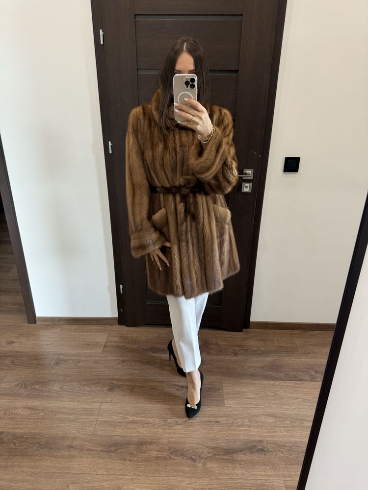 Futro naturalne z norek, L-XL