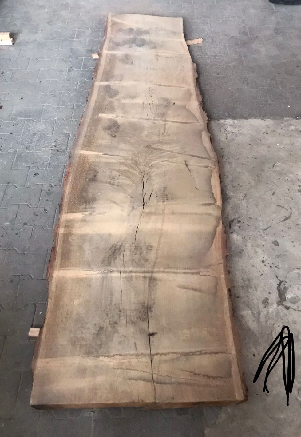 Monolit dębowy blat stół 280 cm grubość  7 cm