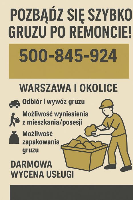 Wywóz gruzu i odpadów poremontowych – Warszawa i okolice