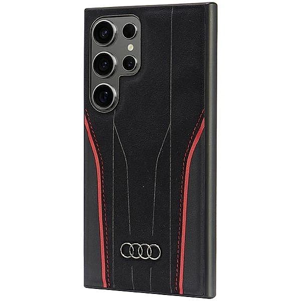 Audi Genuine Leather MagSafe S24 Ultra S928 czarno-czerwony/black-red