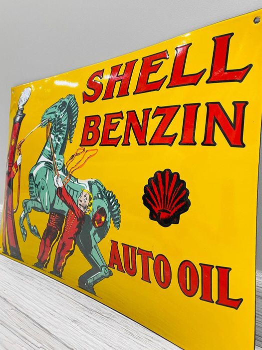 VENDO/TROCO Chapa esmaltada gasolina e óleos SHELL - Automobilia