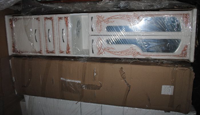 Пенал в ванную Olvio Barcelona (белое дерево, патина медь) 2шт