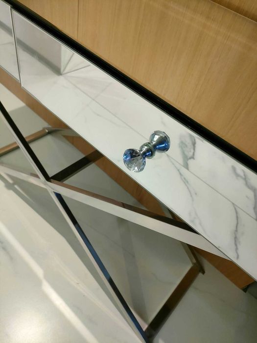 Konsola stolik lustrzany glamour 111 X 80 X 44 cm srebrny