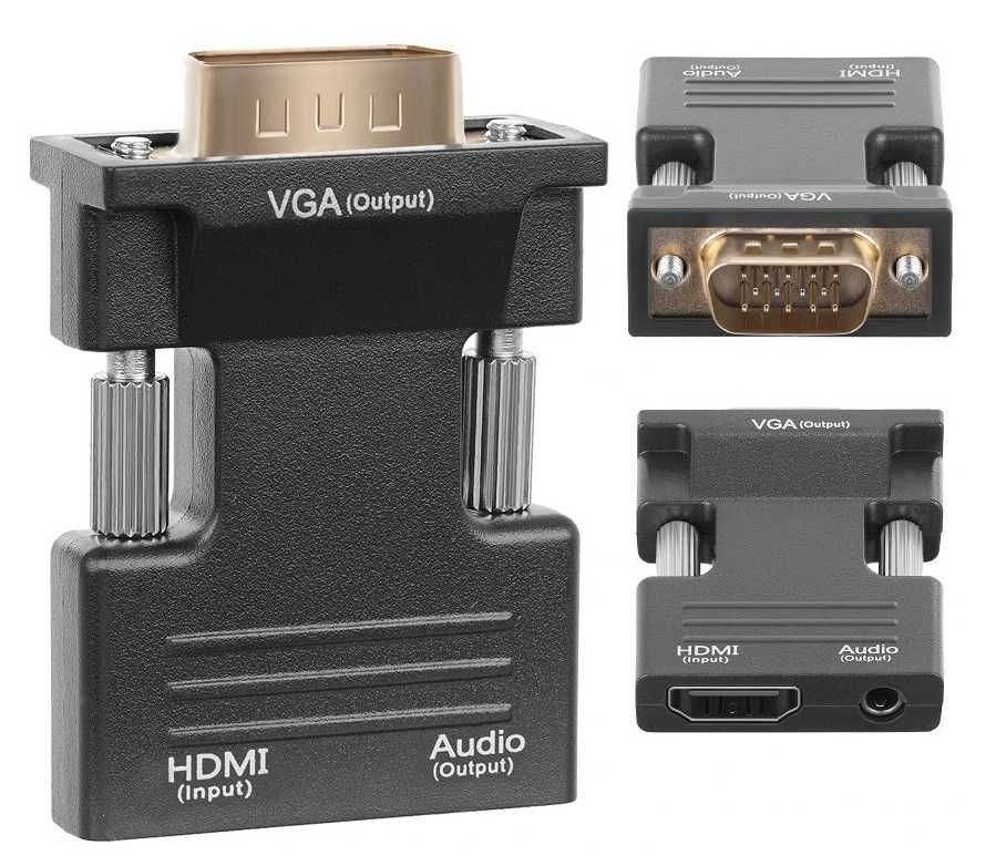 Konwerter HDMI do VGA + Audio Wtyk HDMI - Gniazdo VGA D-SUB *Wejherowo