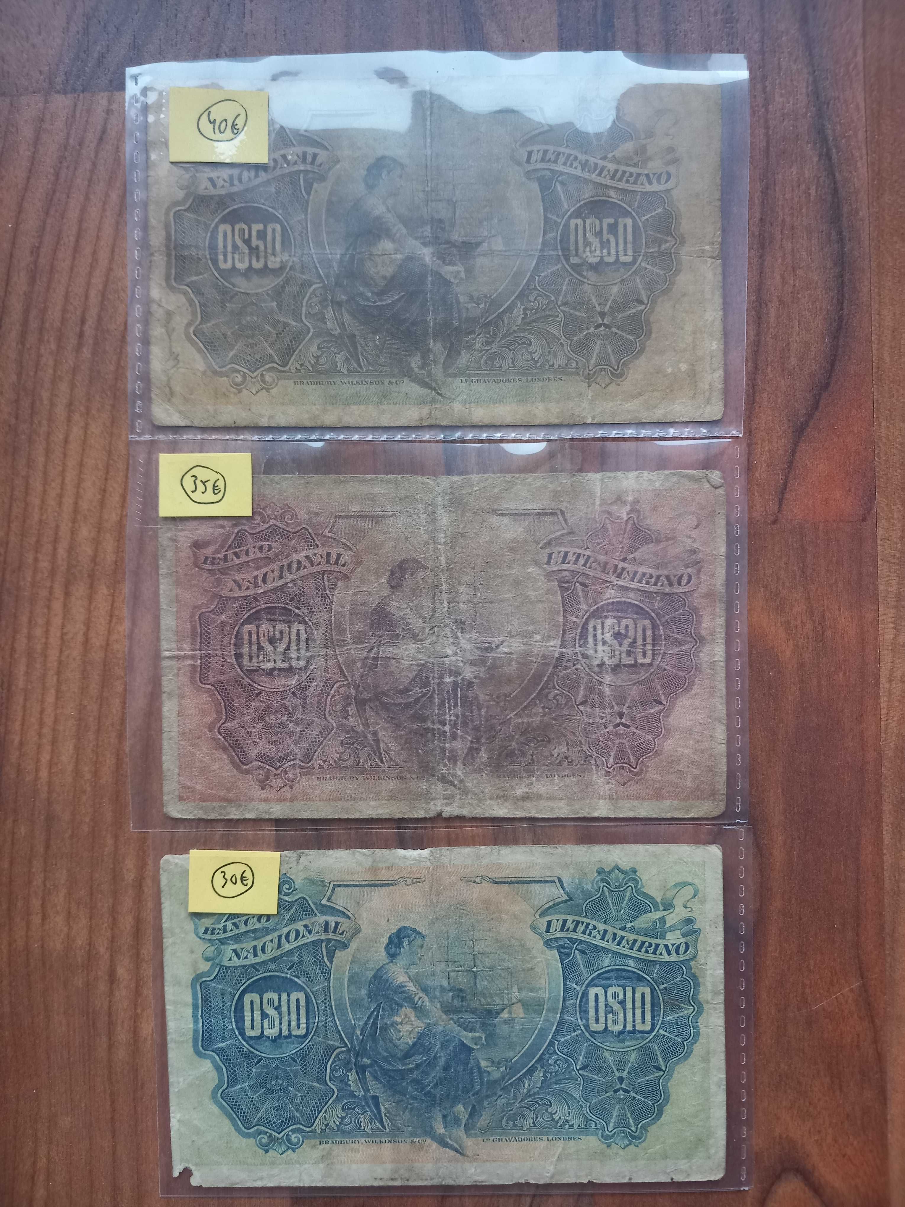 3 Notas de 10, 20 e 50 Centavos 1914 Lourenço Marques