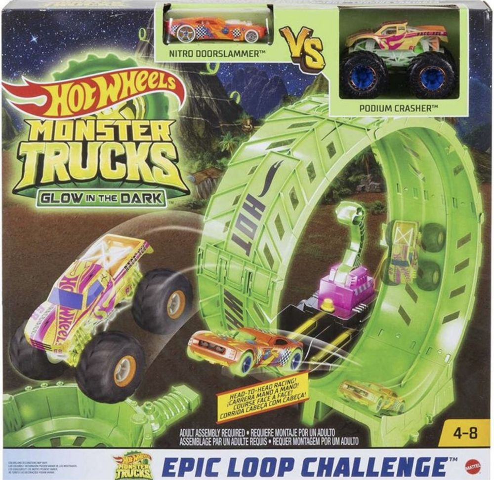 Трек Hot Wheels Мертвая петля Monster Trucks Glow in Dark Epic Loop