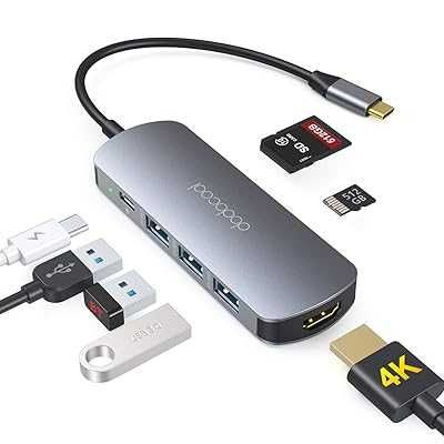 Dodocool DC76GY Hub 3x USB USB-C HDMI 4K SD 100W Macbook Dell PC 7w1