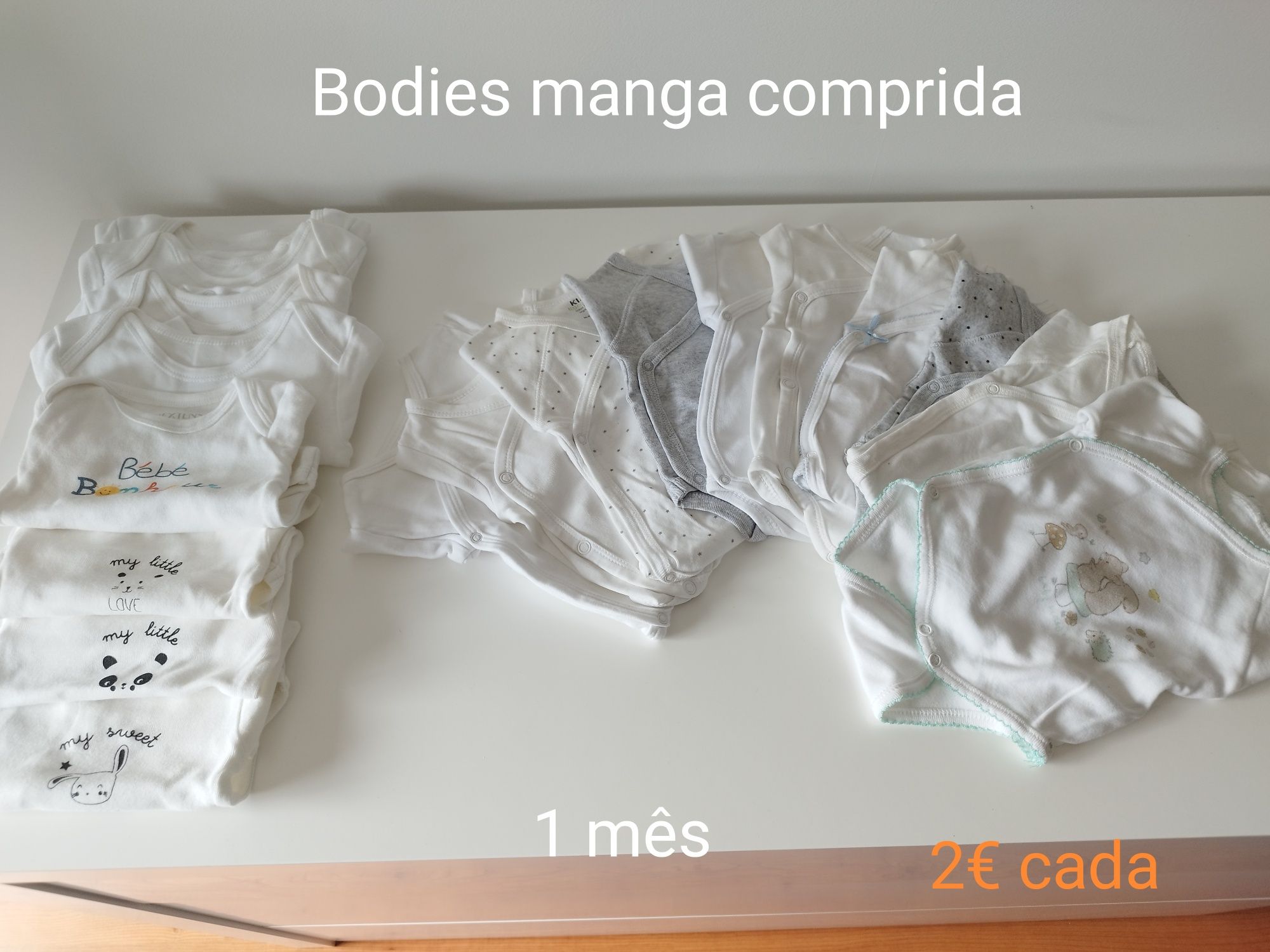 Babygrow, Casacos, Bodies Manga Comprida e Meias 1-3 meses