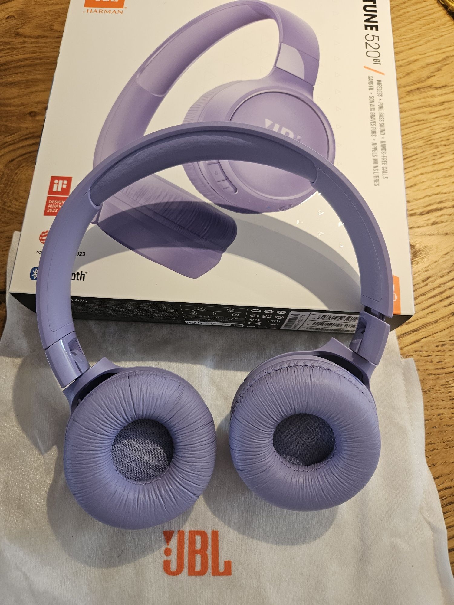 Nowe słuchawki JBL nauszne bezprzewodowe TUNE 520bt Fioletowe
