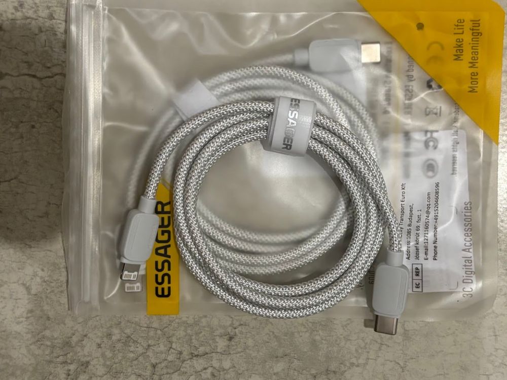 Кабель швидкої зарядки essager USB Type-C  для iPhone 20 Вт