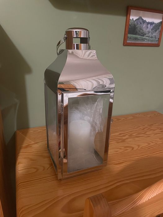 Lampion srebrny latarnia latarenka srebrna Home and You mniejszy