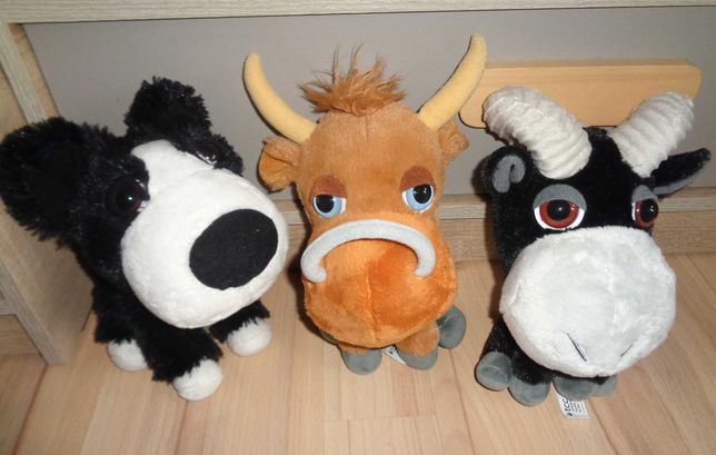3x zestaw komplet BIG HEADZ wiejskie zwierzęta maskotka pluszak