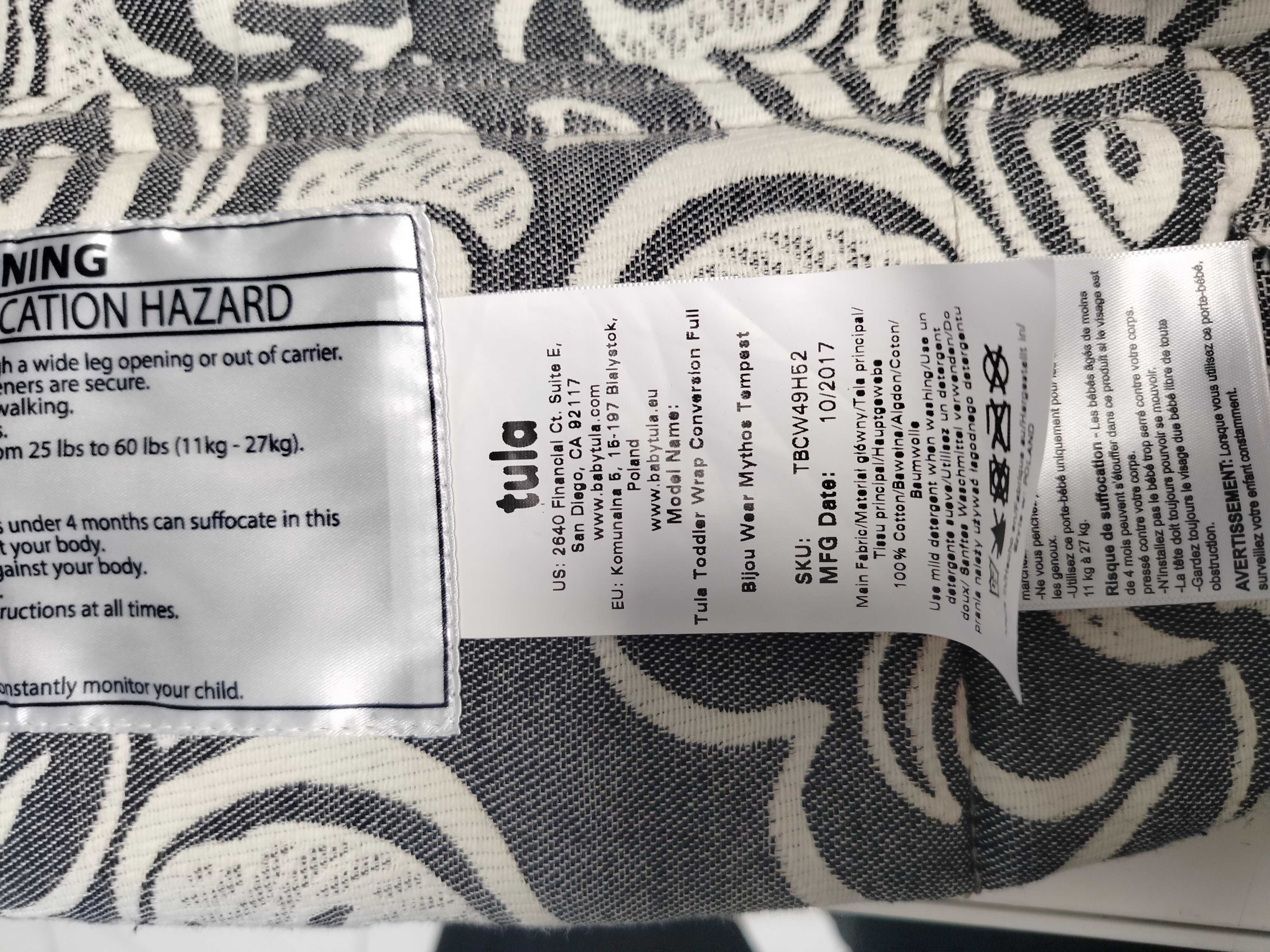 Nosidło Tula Toddler Szaro Biała