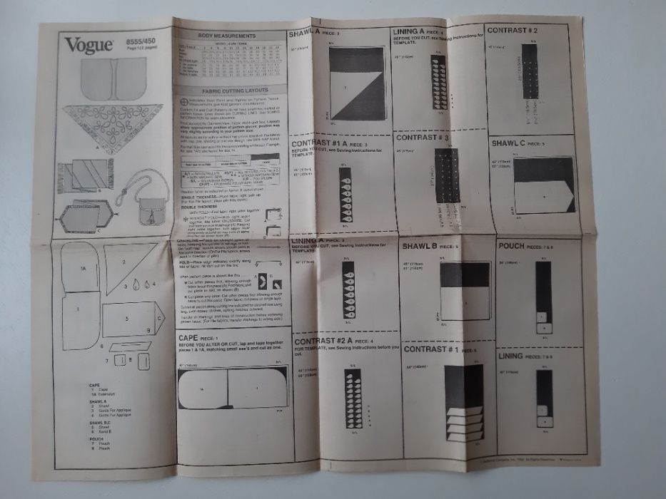 Wykroje Vogue Pattern - peleryny, szale 8555 i 8797