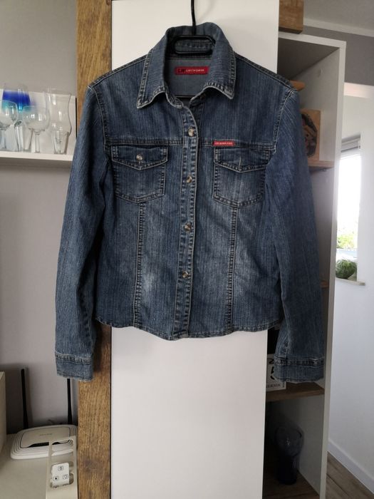 List woman jeansowa dżinsowa elastyczna kurtka katana ramoneska.