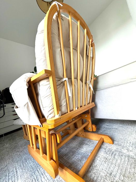 Kub® Haywood fotel i podnóżek (naturalne drewno z beżową tapicerką)
