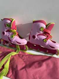 Patins em linha rosa