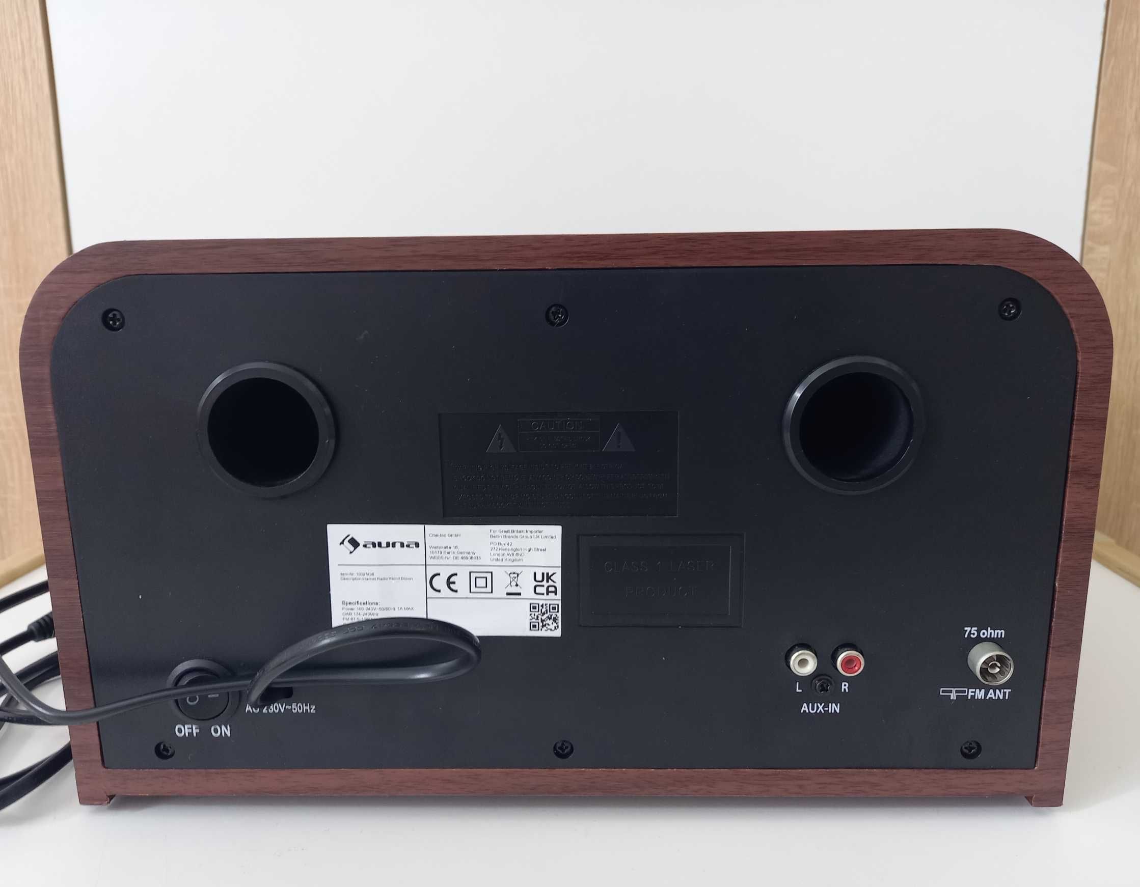 NOWE Radio retro Auna Columbia DAB brązowe z pilotem CD