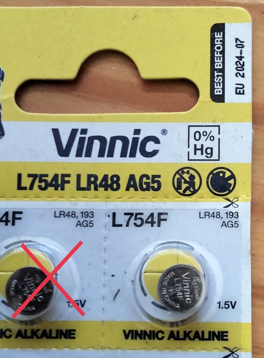 Bateria guzikową AG5 LR48