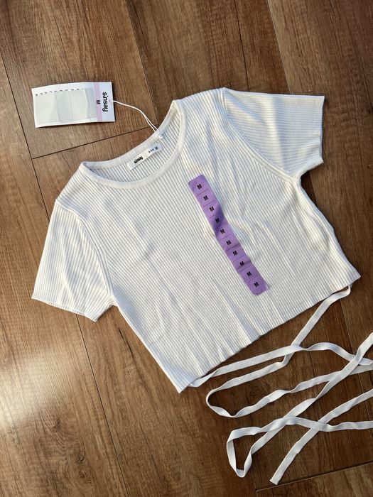 Dzianinowy top bluzka Cropp biały Sinsay M Nowy z metkami