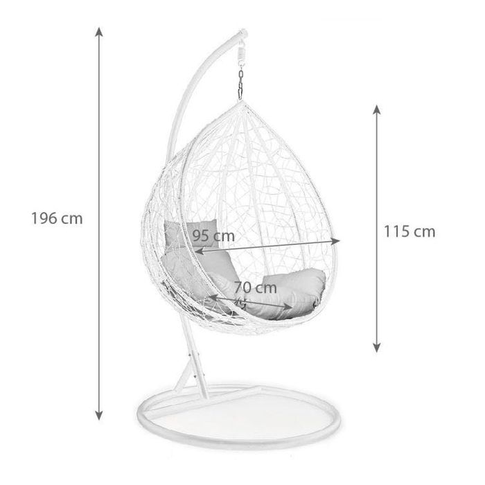 Fotel wiszący ogrodowy huśtawka kokon biały