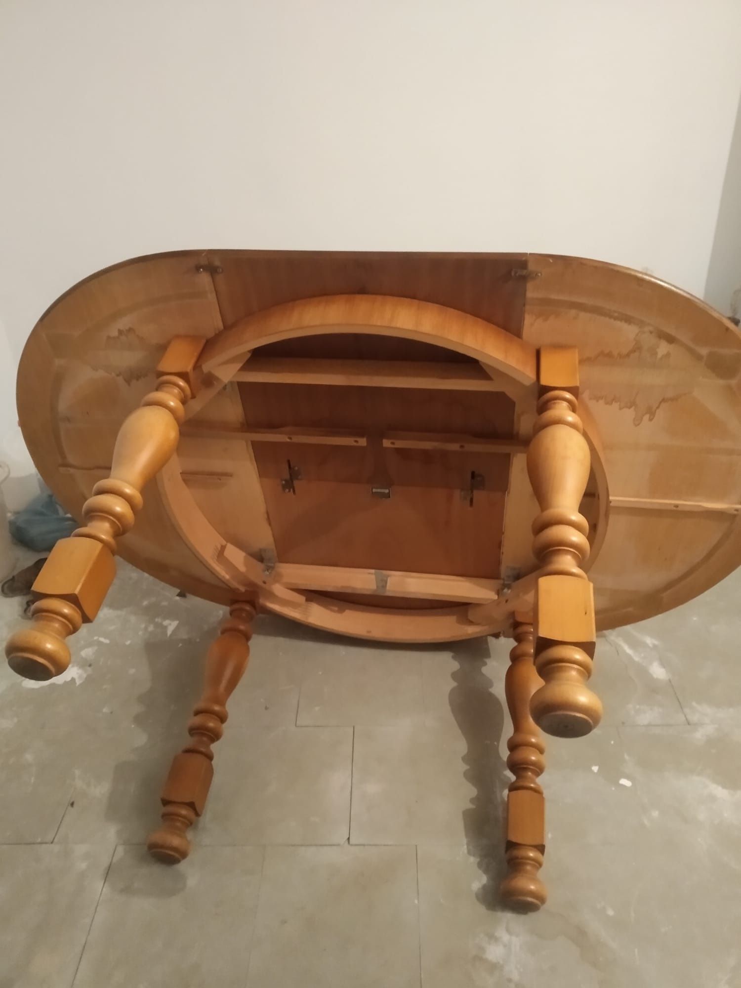 Stół drewniany, rozkładany, okrągły, 110cm