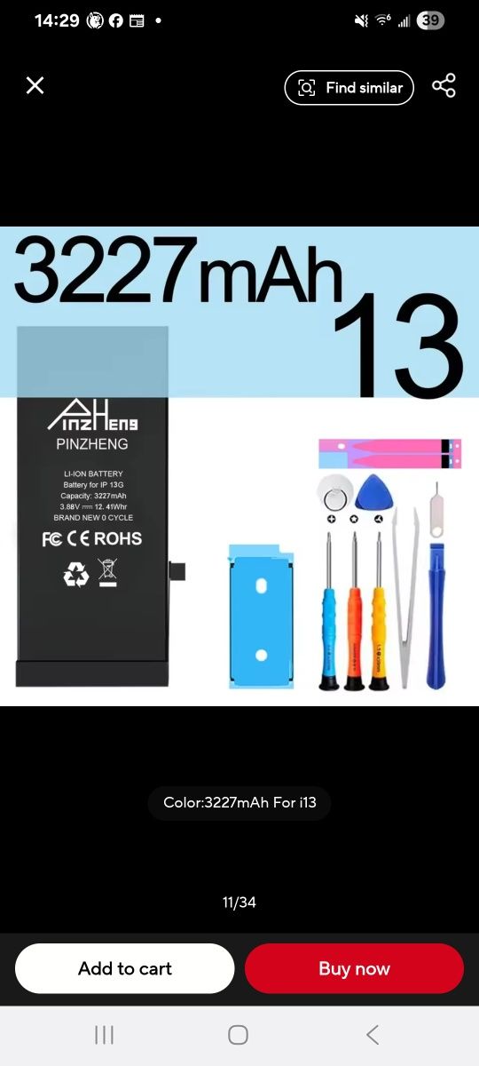 Bateria iphone 13 da PinZheng (aliexpress)