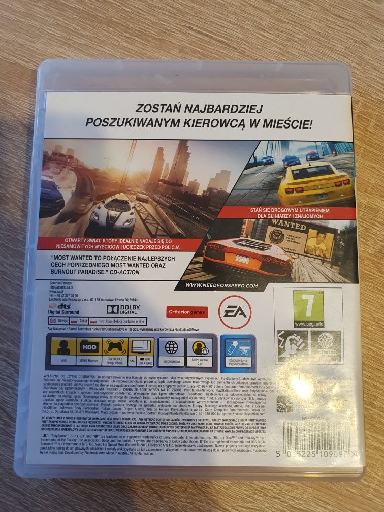 Kierowca PlayStation 3 Move, pad PS Move, kamerka, NFS Most Wanted