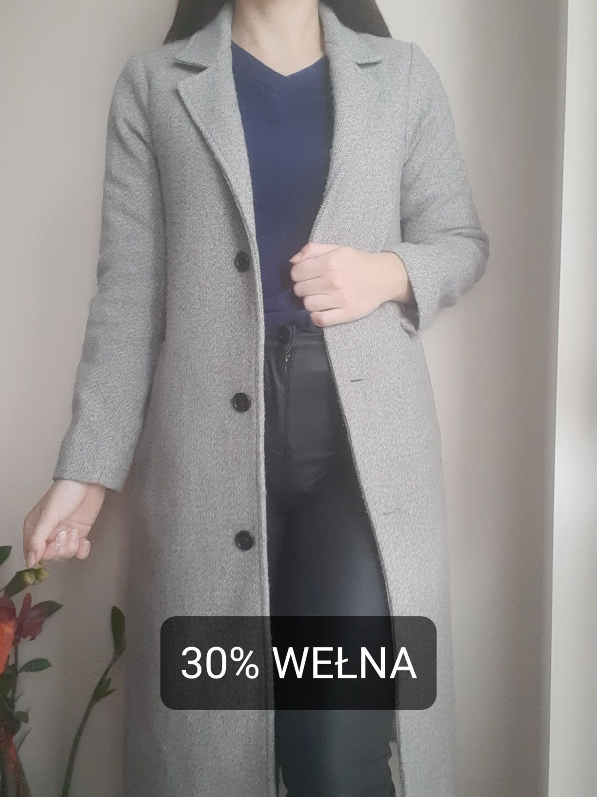Długi szary wełniany płaszcz Abercrombie