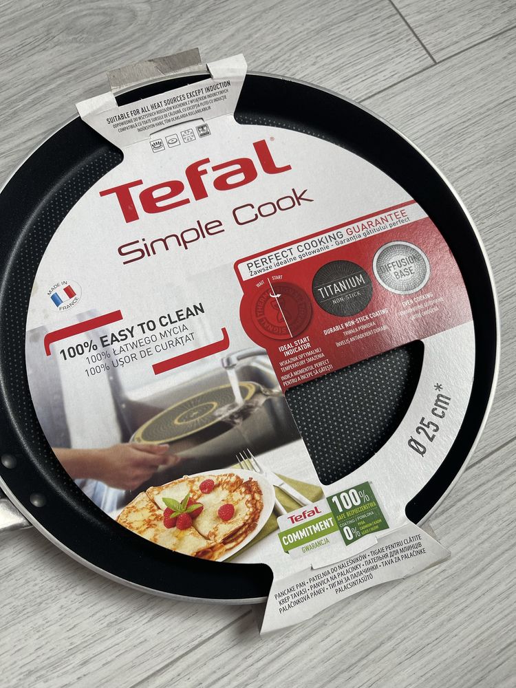 Сковородка Tefal simple cook с антипригарным покрытием 25 см блинная