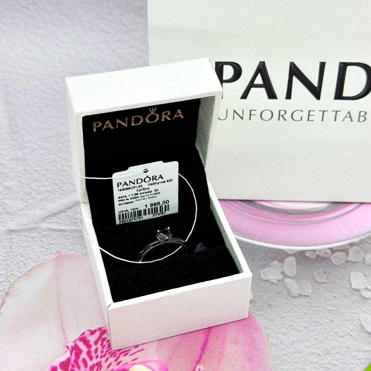 ТОП Каблучка Pandora Кольцо Пандора "Чорне серце" Pandora ME 193088C01