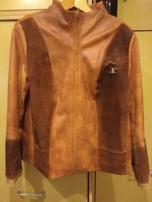 Кожаный пиджак с замшей