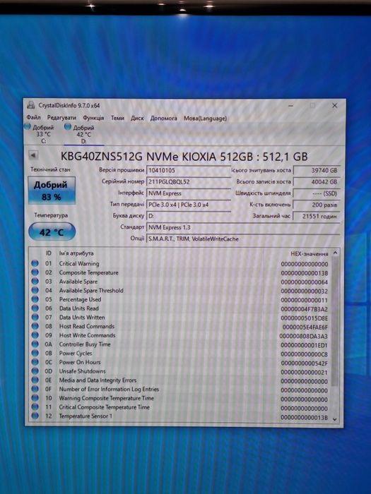 SSD диск 512Gb Nvme M.2 2230 KIOXIA