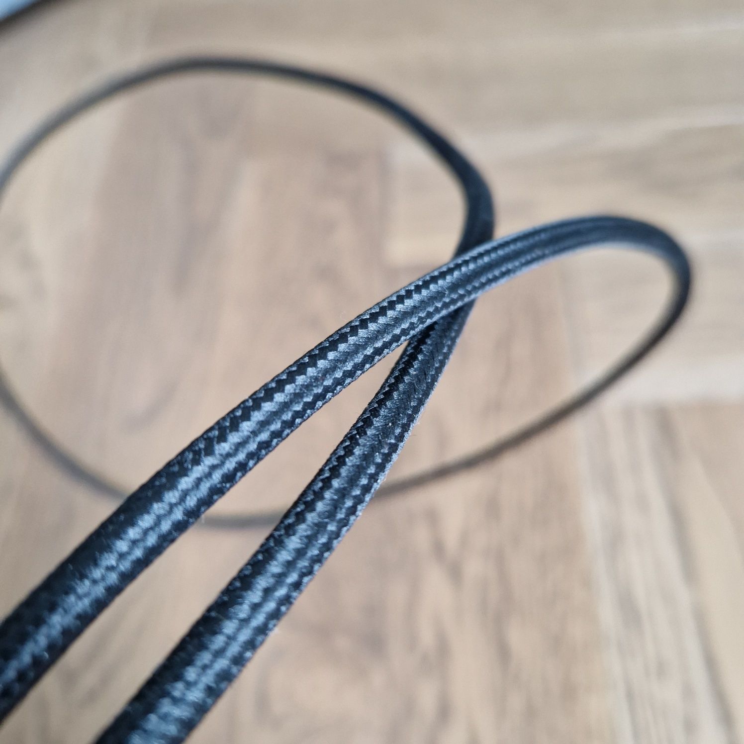 Przewód w oplocie tekstylnym czarny kabel do lamp ozdobny bawełniany