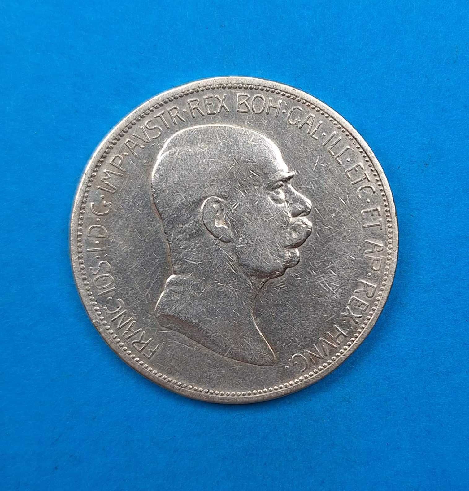 Austria 5 koron 1908, 60 lat panowania Franciszka Józefa, srebro 0,900