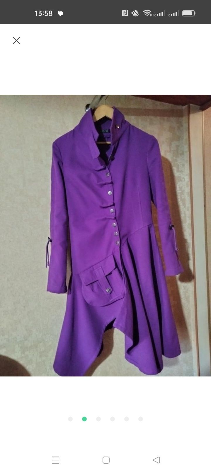 Ексклюзивно-шикарно-незвичайне дизайнерське фіолетово-бузкове пальто р