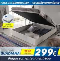 Pack Sommier Turin 190x135 Branco + Colchão Eco Especial