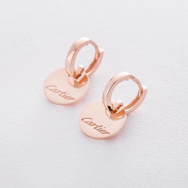 Сережки золоті з написом Cartier