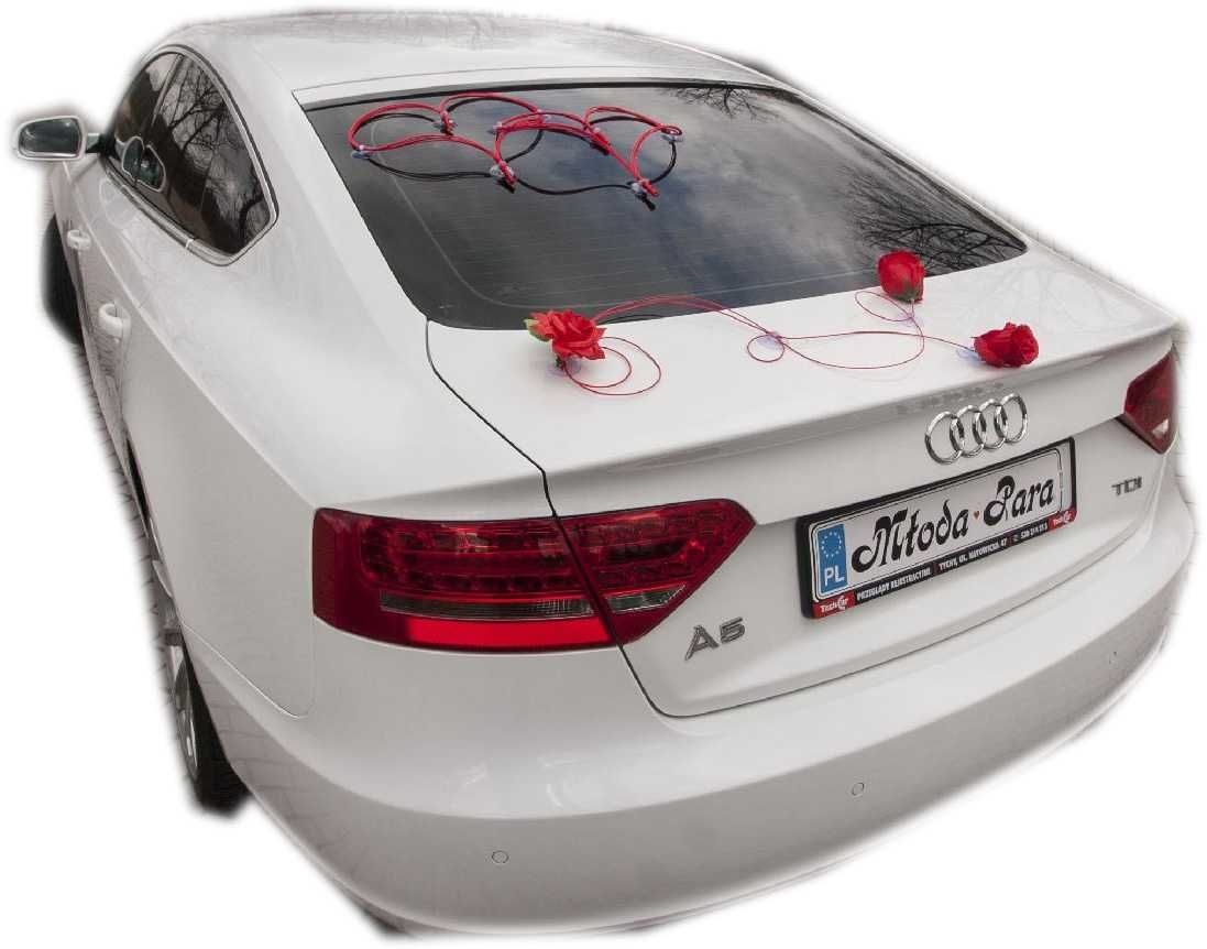 Czerwona WYJĄTKOWA dekoracja na samochód do ślubu OZDOBY 149
