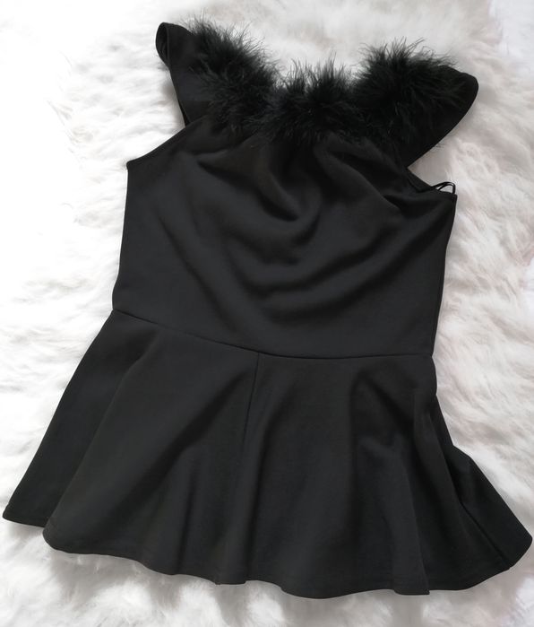 Bluzka top z piórami pióra i baskinką vintage retro lata 20