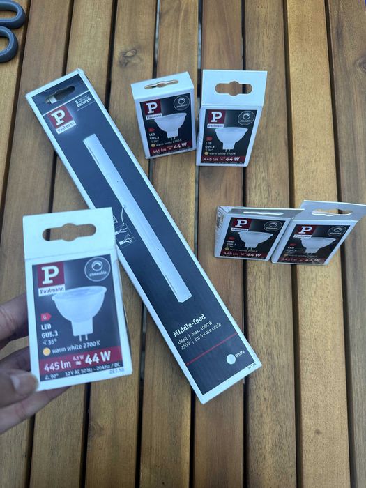 Lote Paulmann — 1 conector central + 5 lâmpadas GU5.3 LED NOVOS- bulbs