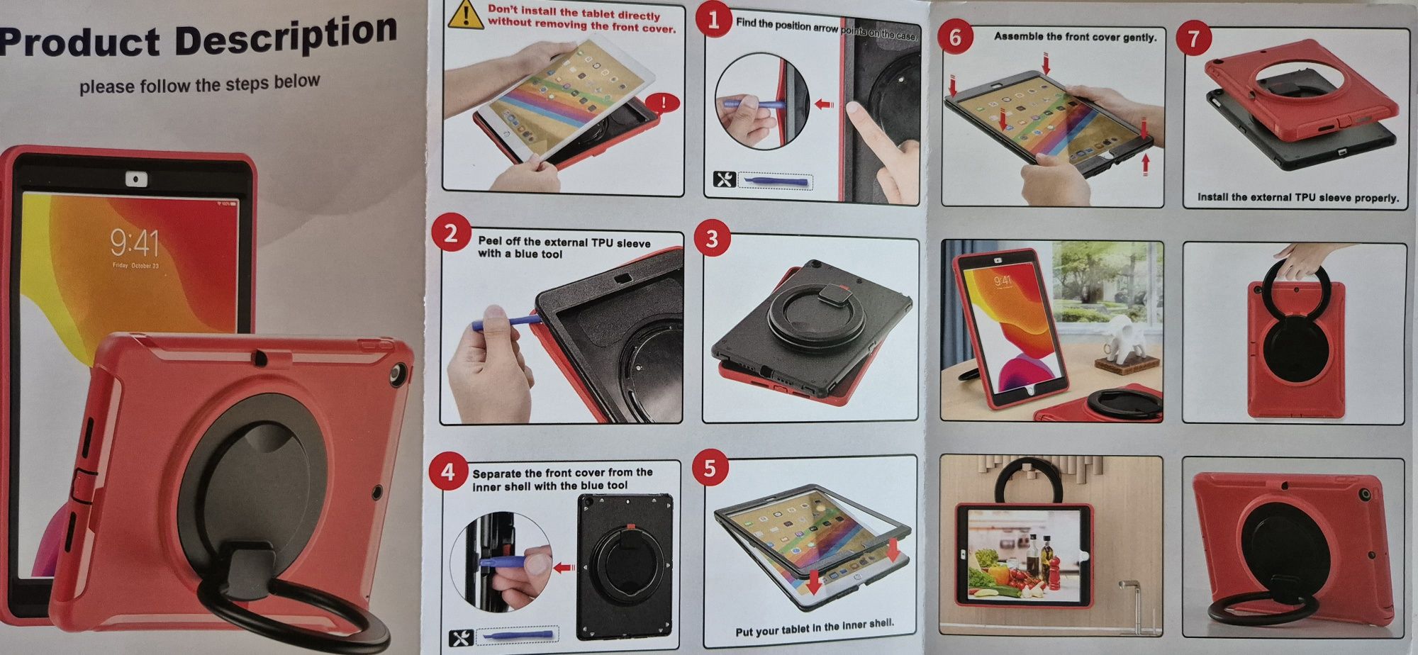 Etui iPad Pro 11 air3  air4/ 10.9 Pancerne kolory 360 z podpórką
Pos