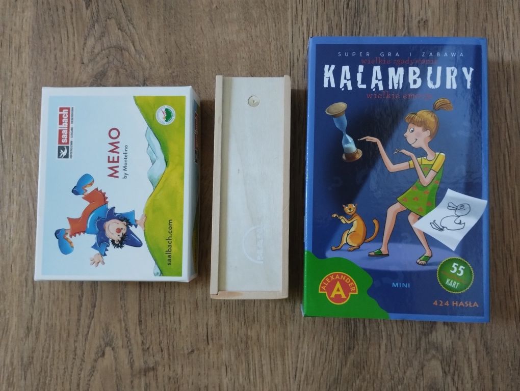 Zestaw gier takich jak domino kalambury i memory