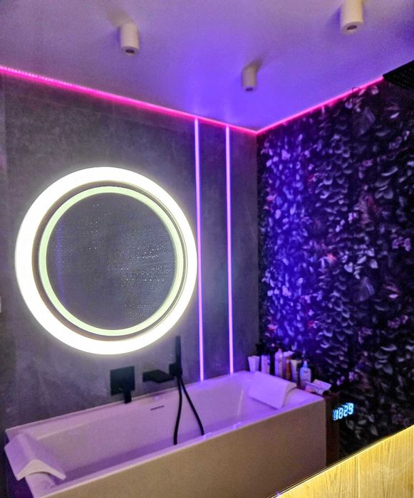 NOWE lustro SHINE LED 140 x 100 cm z zegarem podświetlane, podgrzewane