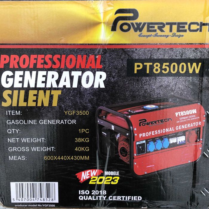 Генератор трьохфазний 220В/380В Powertech PT8500W 2,5 кВт