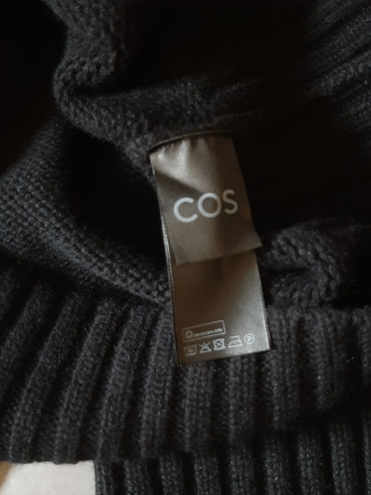 COS 100% kaszmir pudelkowy polgolf czarny sweter Nowy