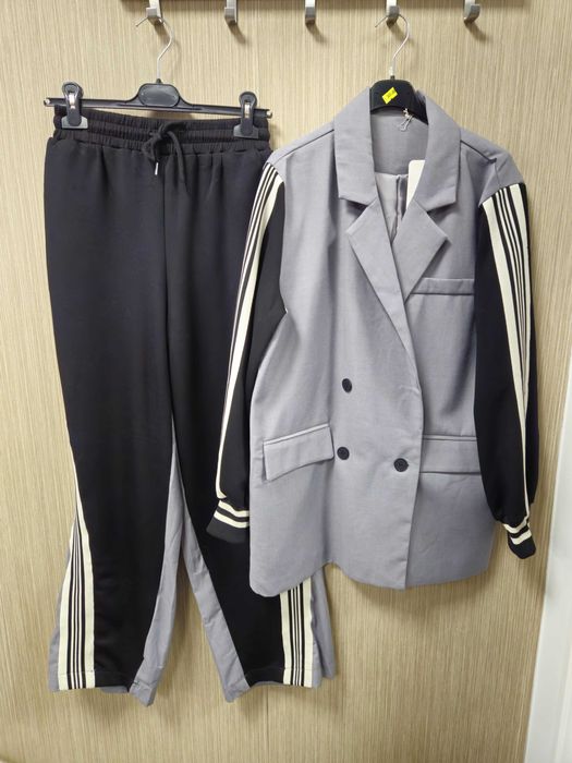 Garnitur damski szaro-czarny UNI L/XL ITALY !!!